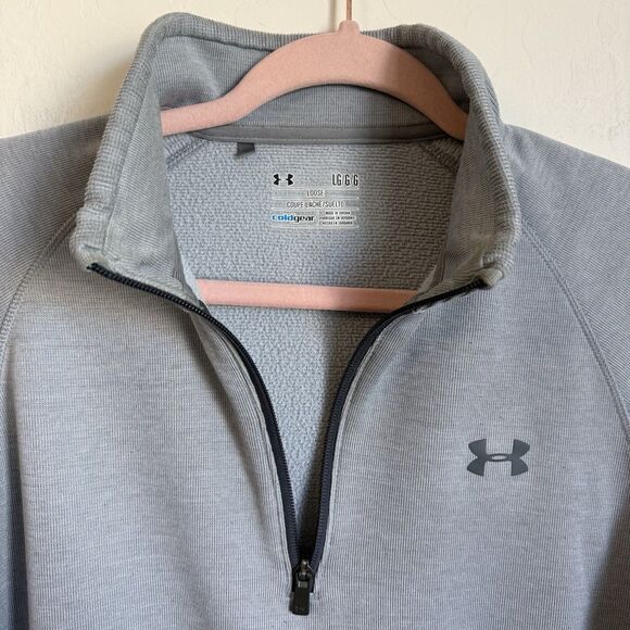 Under Armour Storm Mens LG 1/4 Zip Gray Fleece Pullover Sweater Cold Gear Golf - Picture 3 of 7